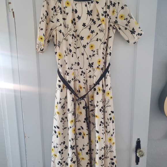 Vintage floral dress WITH POCKETS, 40s style M-L - Picture 4 of 5